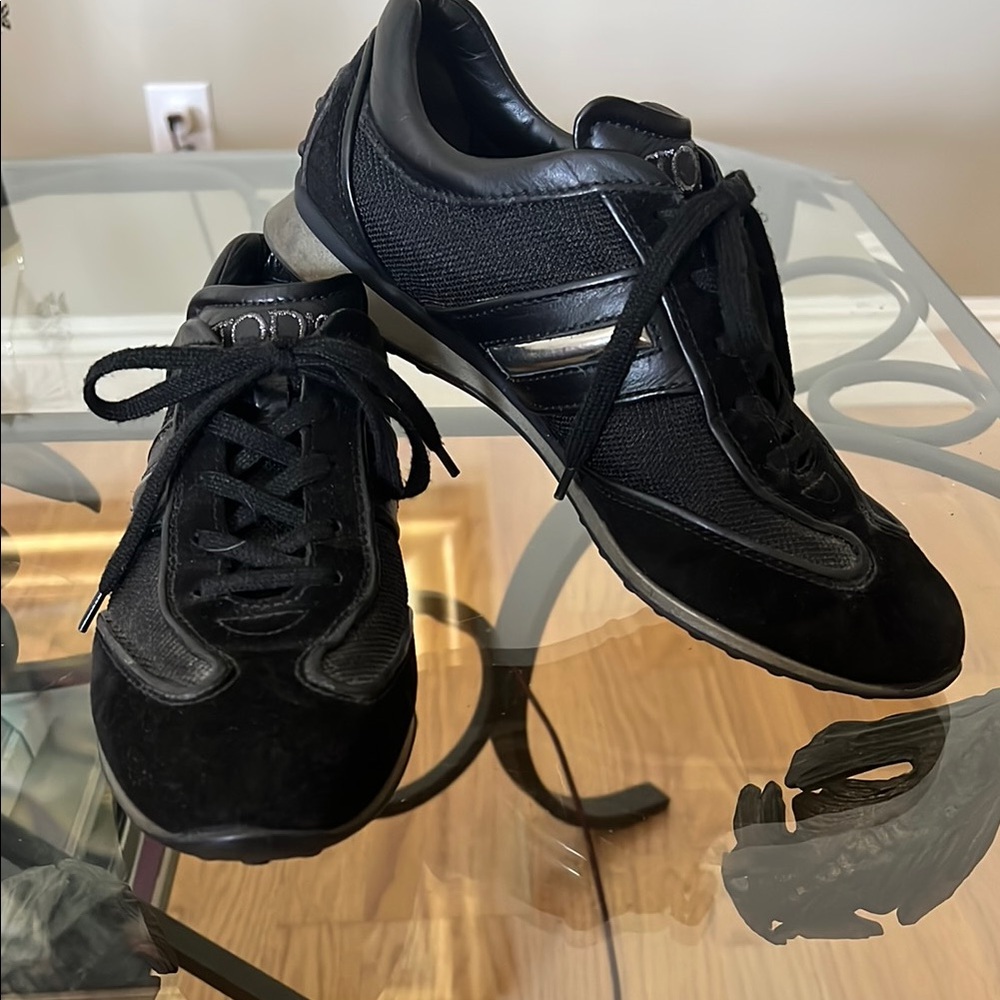 Tod's Black Sneakers with Suede Upper and Gum Sole